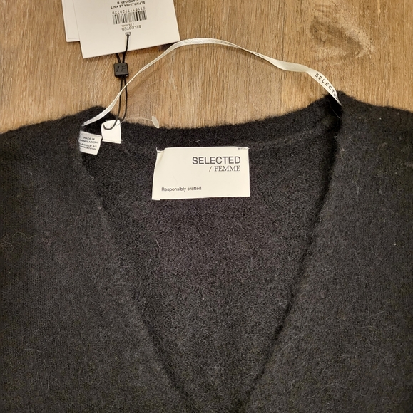 Selected Femme Curve Knit Cardigan 'Juma' Black Size Large (Wool & Alpaca) - Picture 10 of 16